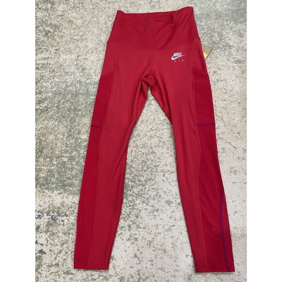 Nike Air Red High Rise Fast Tight Fit 7/8 Running Leggings Women's S DD4052-643 - Picture 1 of 9